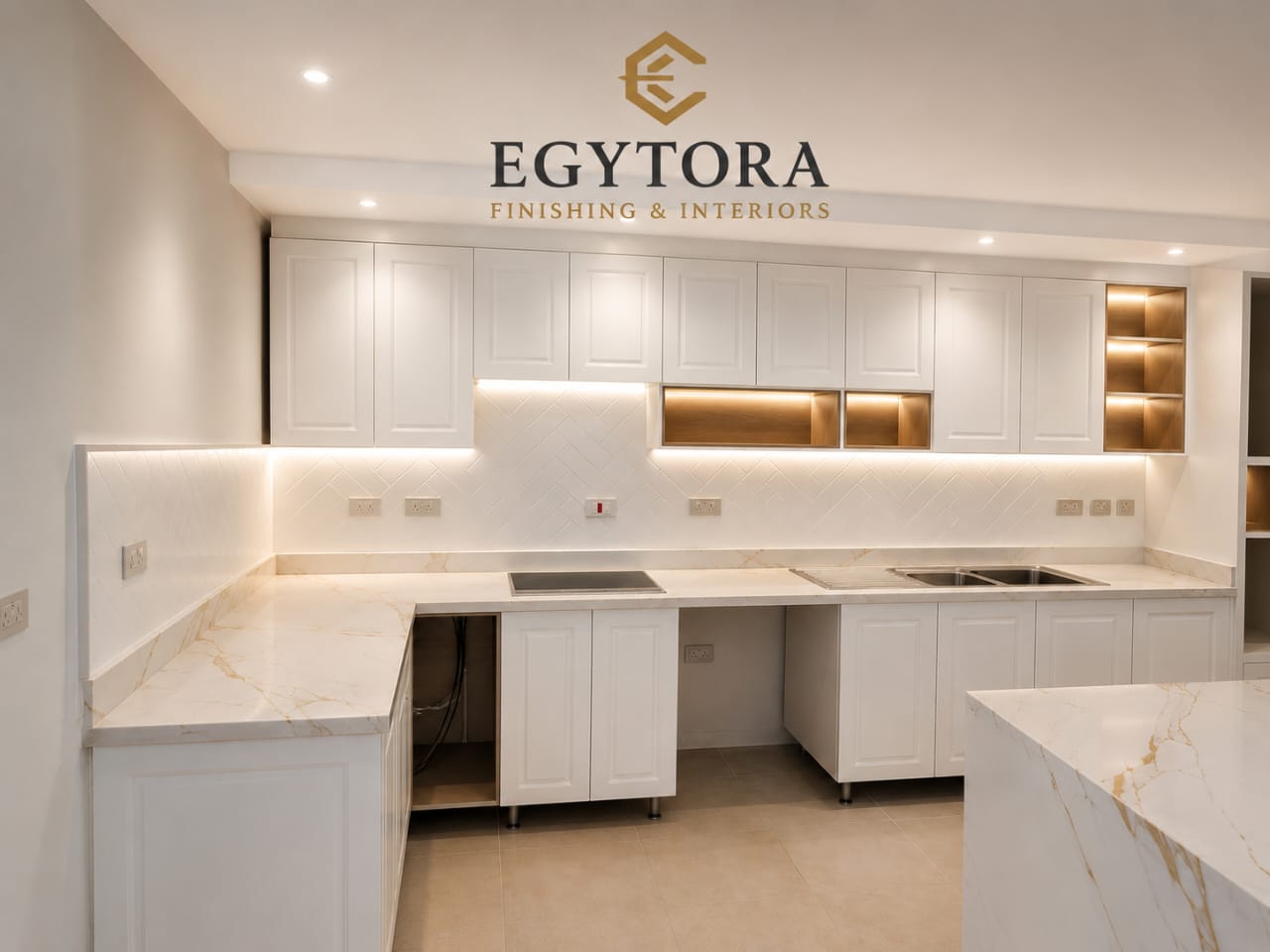 Kitchen with marble countertop
