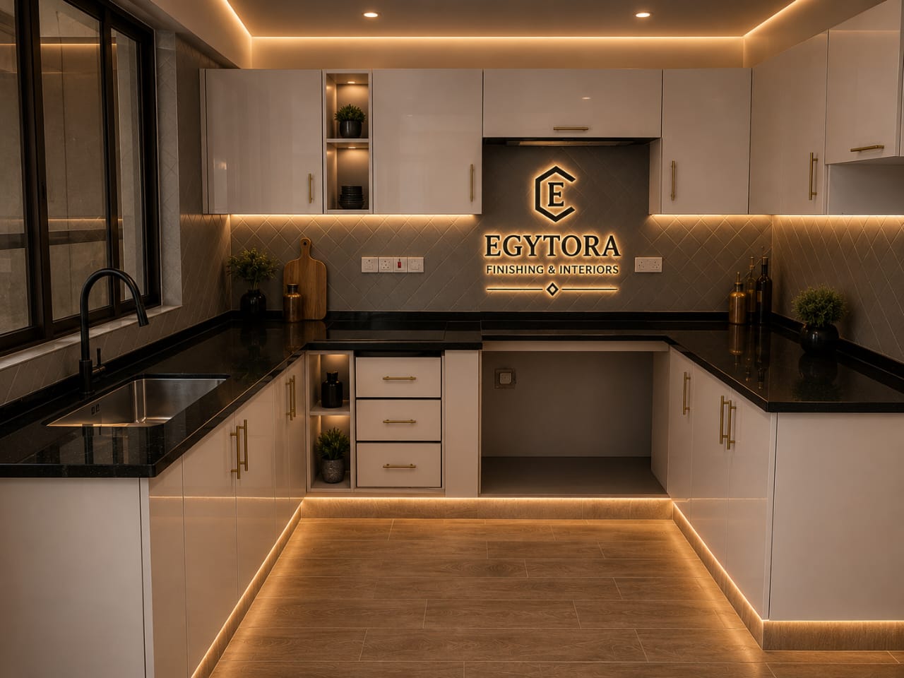 Kitchen with granite countertop