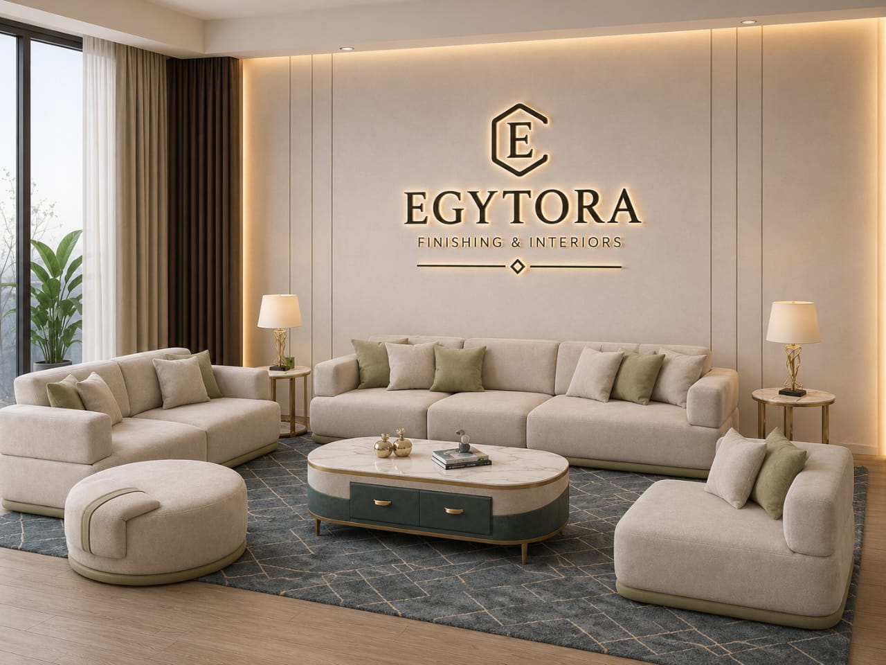 Curved sectional living set